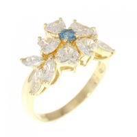 K18YG フラワー × ハート ダイヤモンド リング 0.10CT