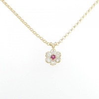 750YG フラワー ルビー ネックレス 0.17CT