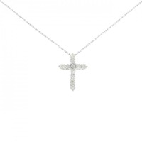 K10WG クロス ダイヤモンド ネックレス 0.15CT