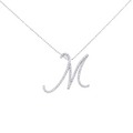 K18WG イニシャルM ダイヤモンド ネックレス 0.36CT