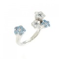 K18WG フラワー ブルートパーズ ピンキー リング 0.53CT