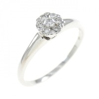 K18WG フラワー ダイヤモンド リング 0.15CT