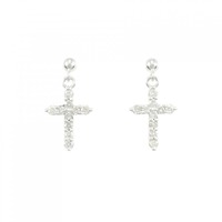 K14WG クロス ダイヤモンド ピアス 0.30CT