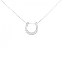 K18WG ホースシュー ダイヤモンド ネックレス 0.20CT