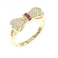 K18YG リボン ルビー リング 0.10CT