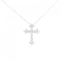 K18WG クロス×フラワー ダイヤモンド ネックレス 1.00CT