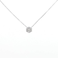 K18WG フラワー ダイヤモンド ネックレス 0.35CT