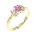 K18YG リボン サファイヤ リング 0.26CT 拡散処理未検査