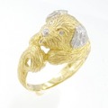 K18YG/PT ドッグ ダイヤモンド リング 0.03CT