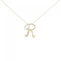K18YG イニシャルR ダイヤモンド ネックレス 0.01CT