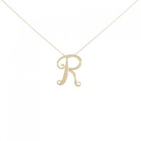 K18YG イニシャルR ダイヤモンド ネックレス 0.01CT