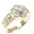 K18YG フラワー ダイヤモンド リング 0.181CT