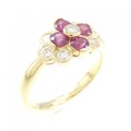 K18YG フラワー ルビー リング 0.63CT