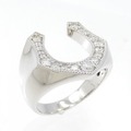 【新品】PT ホースシュー ダイヤモンド リング 0.53CT