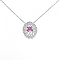 PT/K18WG ルビー ネックレス 0.63CT