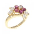 K18YG フラワー ルビー リング 0.46CT