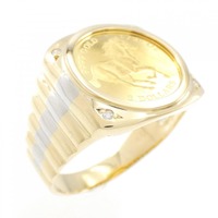 K18YG/PT ホース ダイヤモンド リング 0.03CT