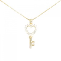 K18YG ハート×キー ダイヤモンド ネックレス 0.54CT