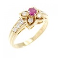 K18YG フラワー ルビー リング 0.16CT