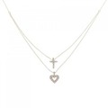 K18PG クロス×ハート ダイヤモンド ネックレス 0.20CT