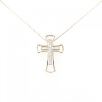 K18PG/K18WG 2WAY クロス ダイヤモンド ネックレス 0.13CT