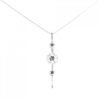 K18WG 2WAY フラワー ダイヤモンド ネックレス 0.50CT