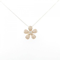 K18PG フラワー ダイヤモンド ネックレス 0.22CT
