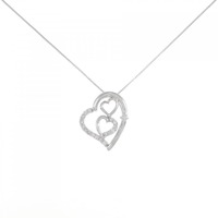 K18WG ハート ダイヤモンド ネックレス 0.16CT