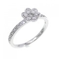 K18WG フラワー ダイヤモンド リング 0.28CT