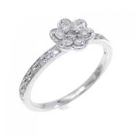 K18WG フラワー ダイヤモンド リング 0.28CT