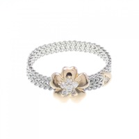 PT/K18PG フラワー ダイヤモンド リング 0.09CT