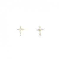 【新品】K18YG クロス ダイヤモンド ピアス 0.10CT