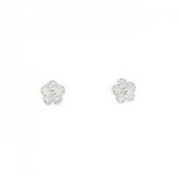 K18WG フラワー ダイヤモンド ピアス 0.18CT
