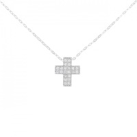 K18WG クロス ダイヤモンド ネックレス 0.20CT
