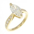 【リメイク】K18YG ダイヤモンド リング 1.512CT L SI2 マーキスカット
