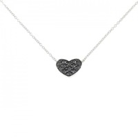 K18WG/K18BG ハート ダイヤモンド ネックレス 0.13CT
