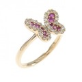 K18PG バタフライ ルビー リング 0.15CT