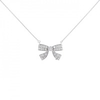K18WG リボン ダイヤモンド ネックレス 0.89CT