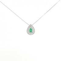 【新品】PT エメラルド ネックレス 0.33CT
