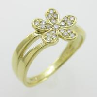 K18YG フラワー ダイヤモンドリング