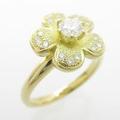 K18YG フラワー ダイヤモンドリング