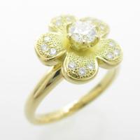 K18YG フラワー ダイヤモンドリング