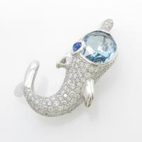 ブルガリ イルカ アクアマリンブローチ
