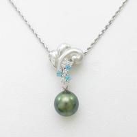 K18WG／750WG クロチョウパールネックレス