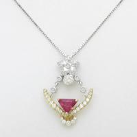 K18YG／PT ルベライトトルマリンネックレス