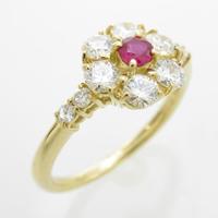 750YG フラワー ルビーリング