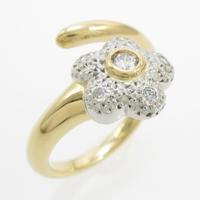 K18YG／PT フラワー ダイヤモンドリング