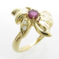 K18YG リボン ルビーリング