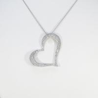 K18WG ハート パヴェ ダイヤモンドネックレス