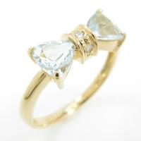 K18YG リボン アクアマリンリング20％引き